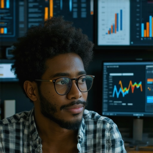 Digital marketer analyzing local SEO data with AI tools and charts