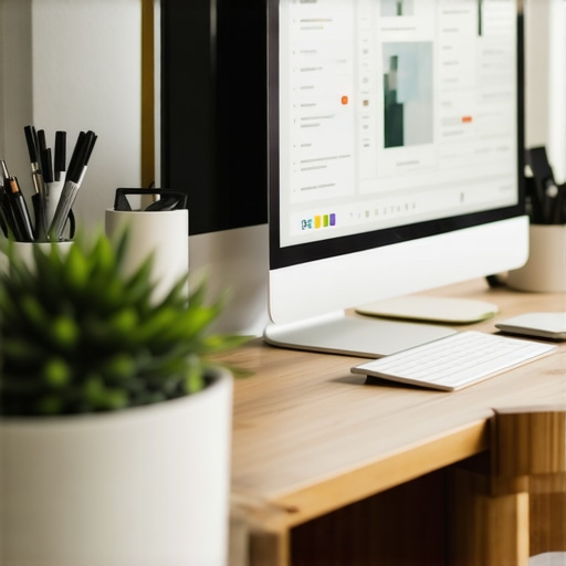 A workspace showing a person analyzing local SEO data and Google My Business insights