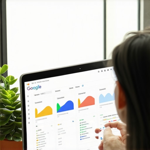 Business owner analyzing Google My Business insights and analytics