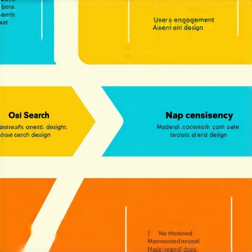 Infographic showing key factors influencing local search rankings, including engagement, citations, and content.