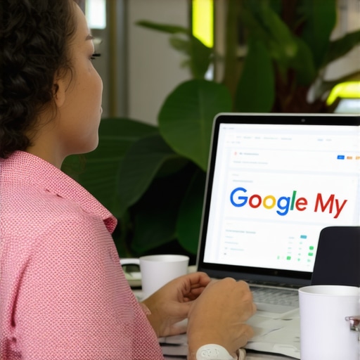 Business owner using digital tools to monitor local SEO and GMB metrics