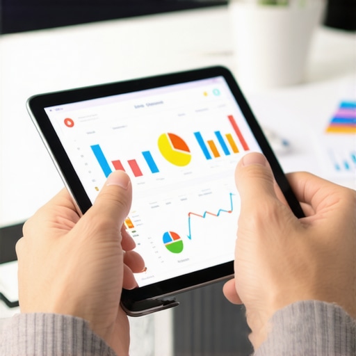 Person analyzing local SEO data on a tablet with charts and graphs