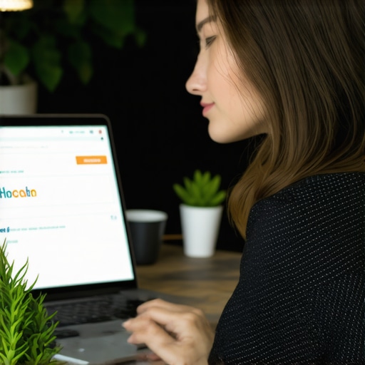 Business owner working on local SEO and schema markup for Google My Business