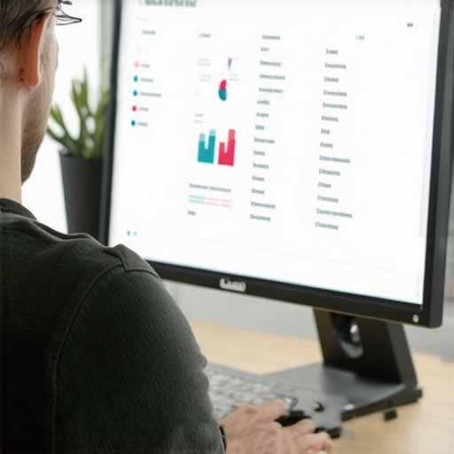 Digital marketer reviewing local SEO strategies and schema markup on a computer