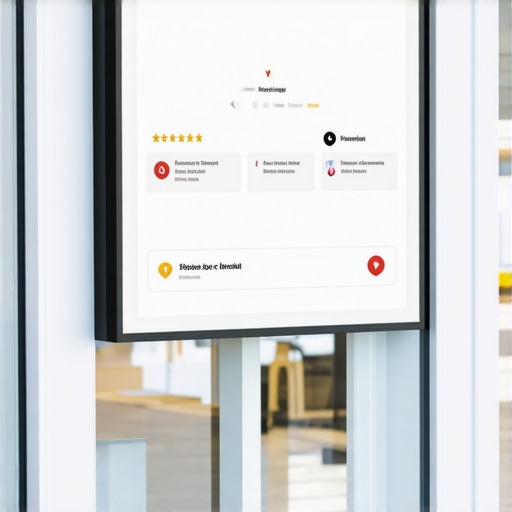 Modern Local Business with Schema Optimization Local storefront with digital elements highlighting schema markup and reviews