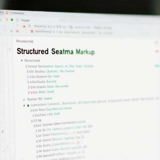 Laptop screen showing code for schema.org markup for local business