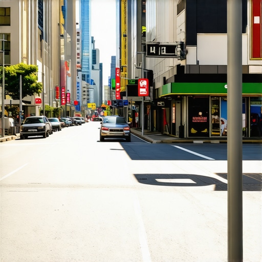 City street with digital map overlays and business signs representing local search growth