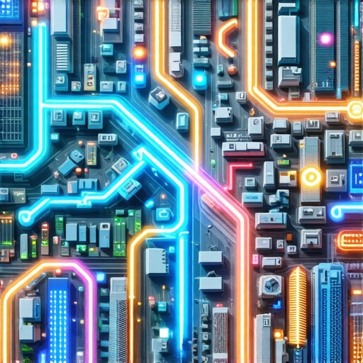 Futuristic city map with digital overlays illustrating future local SEO innovations.