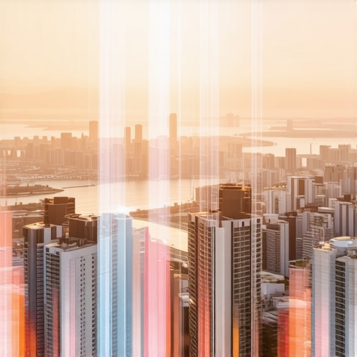 Futuristic cityscape with digital overlays showing AI and personalized search