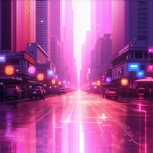 A futuristic cityscape with digital maps and augmented reality overlays symbolizing the evolution of local search technologies.