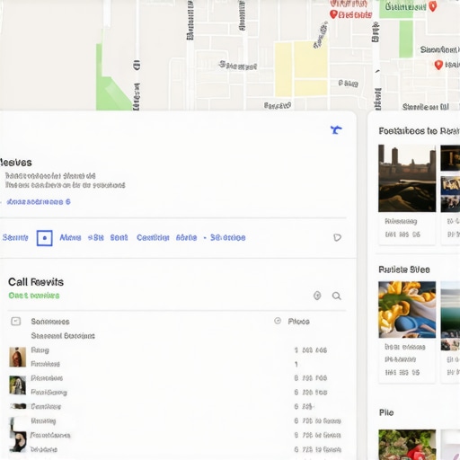 Screenshot of a Google My Business profile with reviews and analytics.