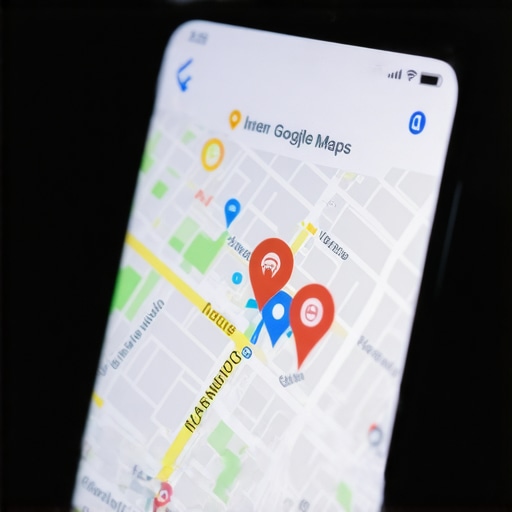 Smartphone screen showing Google Maps with highlighted local businesses