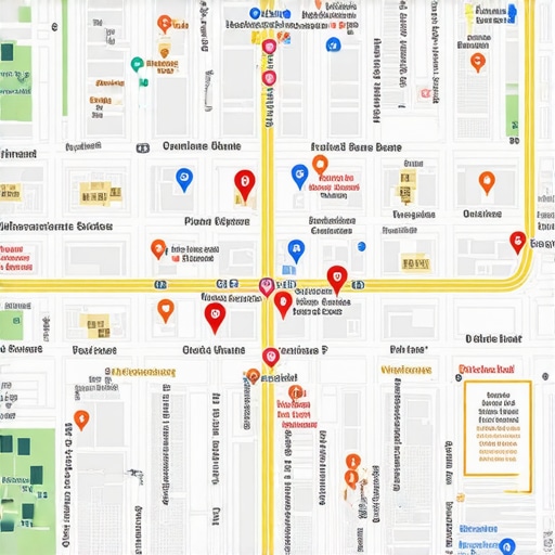 City map showing business locations, reviews, and rankings for local SEO