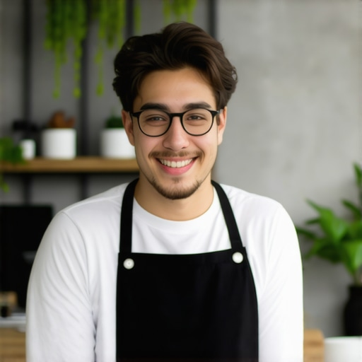 Business owner working on Google My Business profile with digital tools