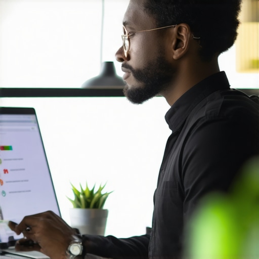 Business owner optimizing Google My Business profile with digital tools