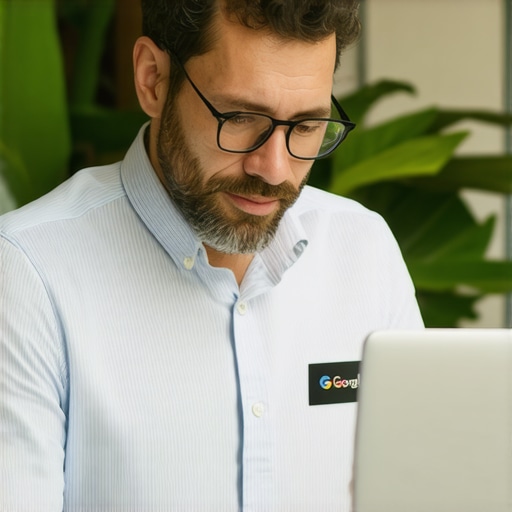 Business owner managing Google My Business profile on computer