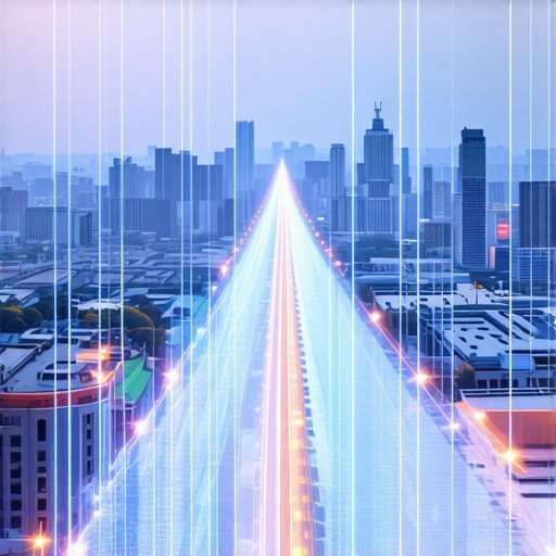 Futuristic cityscape with digital maps and AI interfaces illustrating future local search trends