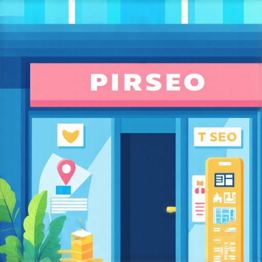 A small shop with digital map and SEO icons showcasing local search influence